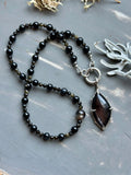 Hypersthene/Black Spinel/ Black Sunstone Beaded Sterling Silver Necklace