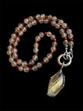 Golden Rutile & Hessonite Garnet Beaded Sterling Silver Necklace