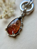 Sunstone/ Rutile/ Hessonite Garnet Sterling Silver Necklace