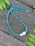 Blue Apatite & Pearl Baroque Beaded Sterling Silver Necklace