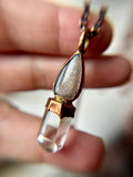 Black Sunstone & Clear Quartz Copper Necklace