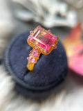 Bicolor Tourmaline & Pink Sapphire Bespoke Custom Ring