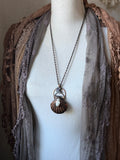 Pearl/ Aura Crescent Moon/ Sea Shell Copper Necklace