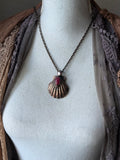 Real Seashell/ Rhodonite/ Pearl Copper Necklace