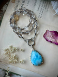 Larimar/ Smoky Quartz/ Clear Quartz/ Citrine Beaded Sterling Silver Necklace