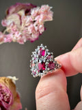 Red Garnet & Tourmaline Sterling Silver Ring Size 7