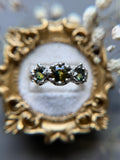 Green Parti Sapphire Sterling Silver Ring Size 6