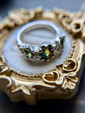 Green Parti Sapphire Sterling Silver Ring Size 6