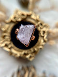 Raw Gemmy Kunzite Copper Ring Size 6.5
