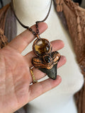 Titanium Rutile/ Hypersthene/ Fossil Mako Shark Tooth Copper Necklace
