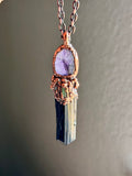Black Tourmaline/ Apex Amethyst/ Green Tourmaline Copper Necklace