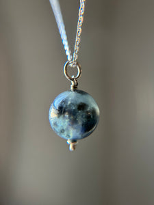 Black Aquamarine Orb Sterling Silver Necklace