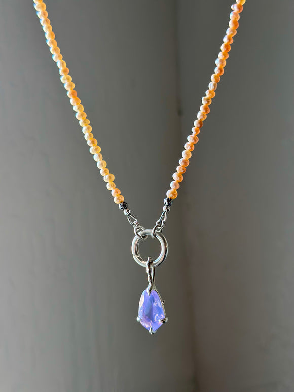 Fresh Water Pearl & Lavender Quartz Sterling Silver Necklace