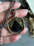 Green Madagascar Tourmaline Slice With Spinel Copper Necklace