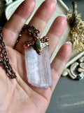 Raw Kunzite With Pink Tourmaline & Raw Tourmaline Copper Necklace