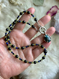 Black Matrix Opal/ Peridot/Lapis Lazuli/ Hypersthene Beaded Sterling Silver Necklace