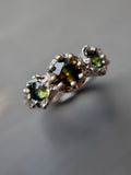 Green Parti Sapphire Sterling Silver Ring Size 6