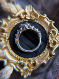 Milk Sapphire Crown Sterling Silver Ring Size 6.5