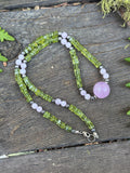 Peridot & Pink Kunzite Beaded Sterling Silver Necklace