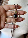Smoky Quartz, Onyx, Peridot Copper Necklace