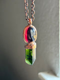Brazilian Tourmaline & Garnet Copper Necklace