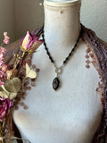 Hypersthene/Black Spinel/ Black Sunstone Beaded Sterling Silver Necklace