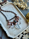 Clear Quartz & Tourmaline Copper Necklace