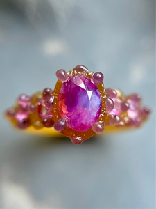 Hot Pink Milk Sapphires Bespoke Custom Ring