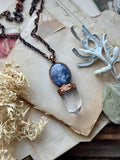 Iolite Sunstone/ Clear Quartz Point Copper Necklace