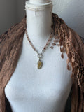 Golden Rutile & Hessonite Garnet Beaded Sterling Silver Necklace