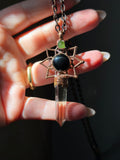 Smoky Quartz, Onyx, Peridot Copper Necklace