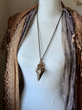 Mako Shark Tooth Fossil/ Ammonite Fossil/ Labradorite/ Black Tourmaline Copper Necklace