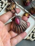 Real Seashell/ Rhodonite/ Pearl Copper Necklace