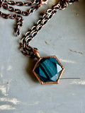 Blue Tigers Eye Hexagon Copper Necklace