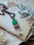 Chrysoprase/ Clear Quartz Point Copper Necklace