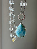 Larimar/ Smoky Quartz/ Clear Quartz/ Citrine Beaded Sterling Silver Necklace