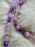 Lavender Quartz/ Kunzite/ Amethyst/ Rose Quartz Beaded Sterling Silver Necklace