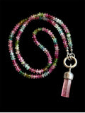 Raw Paprok Tourmaline & Watermelon Tourmaline Beaded Sterling Silver Necklace