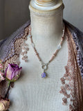 Pearl, Faceted Amethyst & Lavender Quartz Sterling Silver Necklace