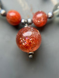High Quality Sunstone Beaded Sterling Silver Necklace
