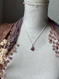Dainty Pink Carved Tourmaline Sterling Silver Necklace