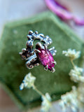 Pink Tourmaline Sterling Silver Ring Set Size 6