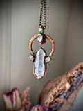 Rare Dumortierite/ Raw Hessonite Garnet/ Herkimer Diamond/ Tourmaline Copper Necklace