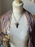 Mako Shark Tooth & GreenTourmaline Copper Necklace