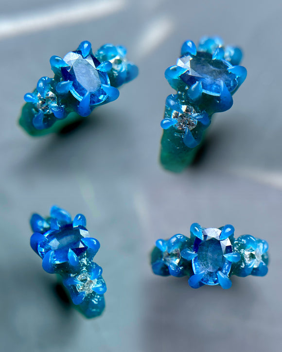 Ceylon Sapphire & Diamond Custom Ring