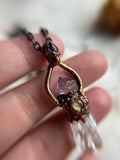 Danburite/ Peridot/ Amethyst Coper Necklace