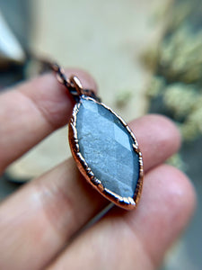 Rose Cute Grey Moonstone Copper Necklace