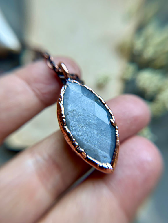 Rose Cute Grey Moonstone Copper Necklace