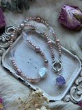 Pearl, Faceted Amethyst & Lavender Quartz Sterling Silver Necklace