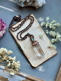 Clear Quartz & Green Tourmaline Copper Necklace